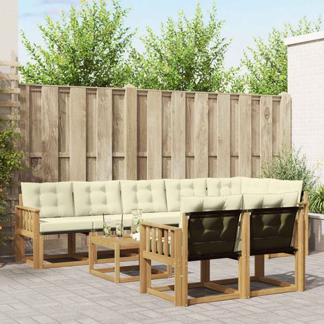 vidaXL Outdoor-Sofagarnitur mit Kissen 9 pcs Weiß und Creme (1/5)