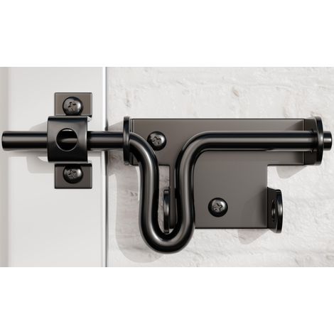 Cerradura para puerta corrediza Black American Fence  Agujero redondo  Seguridad para cercas y puertas  Acero resistente  Fácil instalación en exteriores