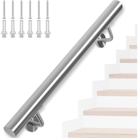 100CM Main Courante d'Escalier en Acier Inoxydable Exterieur et Intérieur Main Courante Antidérapante, Rampe d'Escalier Murale pour Sécurité, Couloir, Salle de Bain, Grenier, Jardin (1/5)