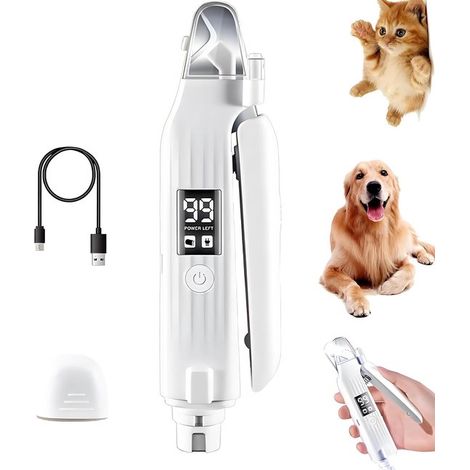 Coupe-ongles 2-en-1 pour animaux – LED – Écran – Rechargeable USB – Silencieux – Chats et chiens (1/5)