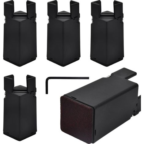 4 Pcs 10cm Rehausse de Meuble avec Pince à Vis, Rehausseur de Meuble Reglable a Visser, Rehausseur Pied de Meuble pour Lit, Canapé, Bureau, Table, Chaise, Noir (22 à 42 mm) (1/5)