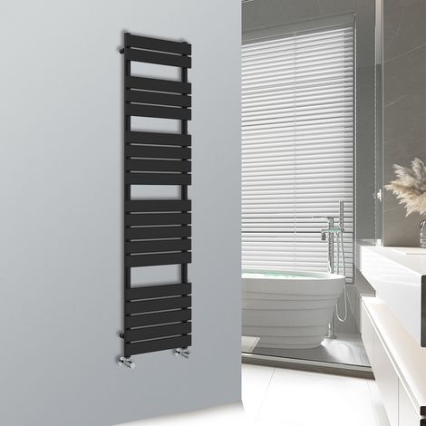 WarmeHaus Minimalist Heated Towel Rail Radiator Bathroom Flat Panel Black 1800x450mm (1/5)