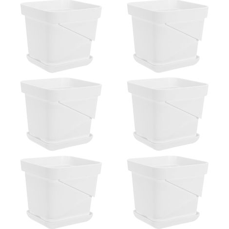 6 Pièces Mini Pots Carrés Plastique avec Plateau et Drainage Pots de Germination Polyvalents pour Semis Succulentes Cactus et Plantes Intérieur Contenants de Culture Multiples (1/5)