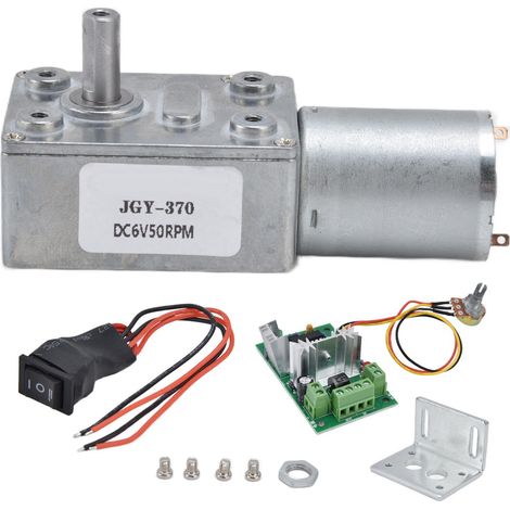 Moteur électrique JGY370 6V 50RPM à engrenages turbo ver, moteur DC miniature avec réducteur de vitesse et régulateur intégré (1/5)