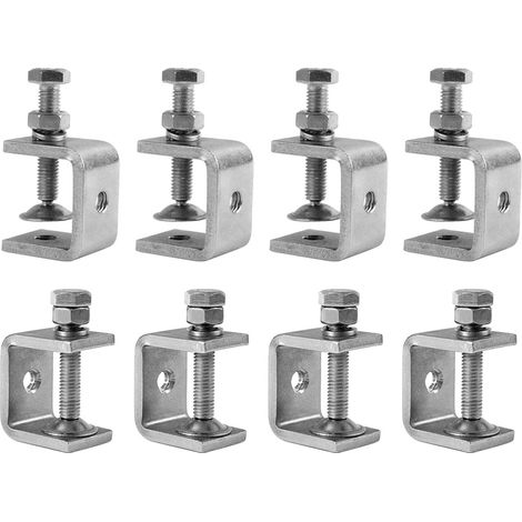 Mini-joints de serrage, lot de 8 serre-joints en C, robustes et durables, faciles à régler, pour la menuiserie, le bricolage et la réparation automobile (argenté) (1/5)
