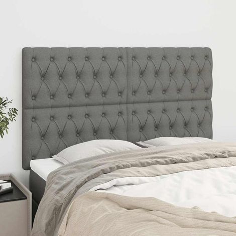 vidaXL Cabecero de cama gris oscuro 160x7x118/128 cm de tela (1/5)