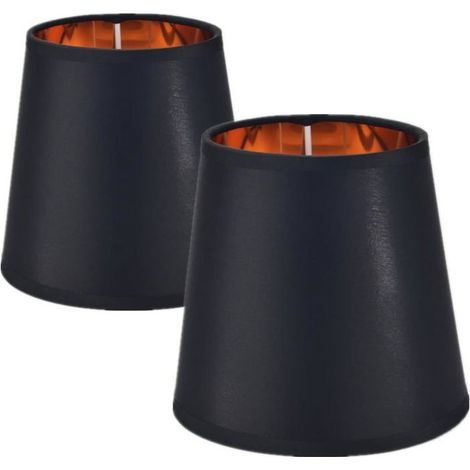 2 abat-jour en lin noir pour ampoules E14, abat-jour de rechange pour lampes de chevet et lampes de table, 15x14x11 cm (1/5)