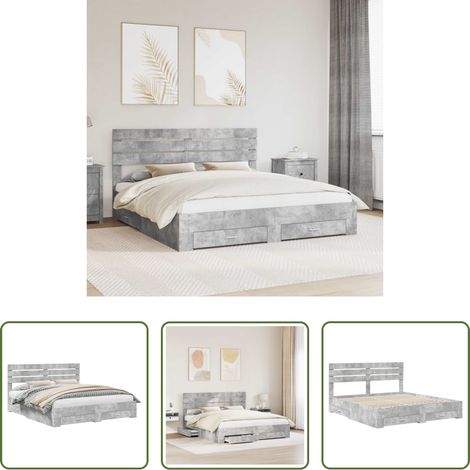 vidaXL Rangement de chambre - Cadre de lit avec tiroir avec tête de lit Bois d'ingénierie (1/5)