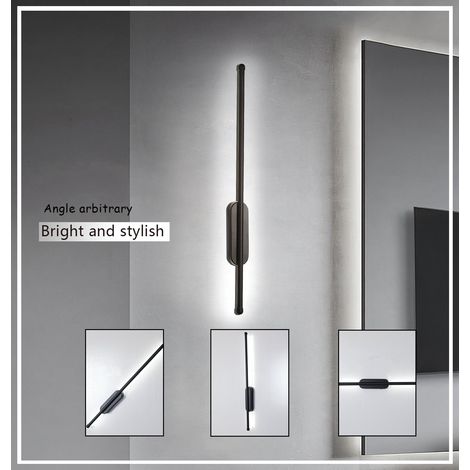 10W LED Applique Murale Lumière Blanche Lampe Design de Ovale 60cm Luminaire d'Intérieur Industrielle Créative pour Escalier Lavabo Salon Chambre Noir (1/5)