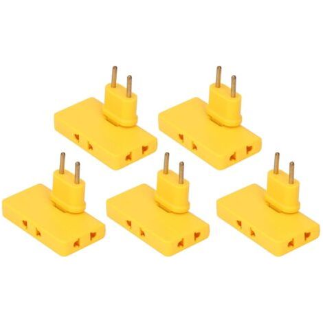5pcs convertisseur de prise ue sans fil 180 degrés extension 1 à 3 adaptateur de prise ue 110-250V jaune