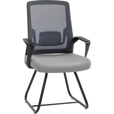 HOMCOM Desk Chair No Wheels, Meeting Chair with Mesh Back for Waiting Room (1/5)