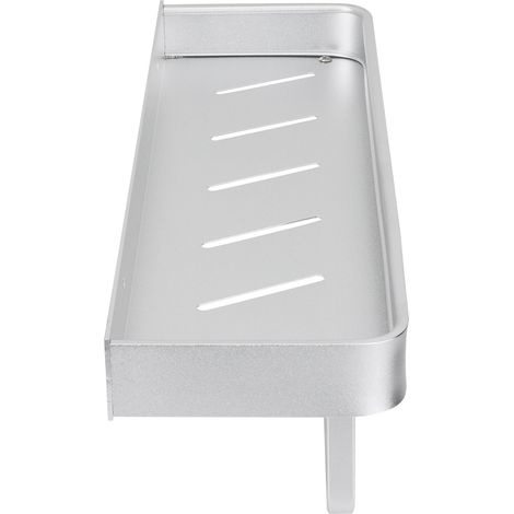 Étagère de rangement murale en aluminium spatial, à fixer par perçage pour une utilisation dans la salle de bain et la cuisine, étagère de rangement multifonctionnelle, 40 cm avec barre. (1/5)