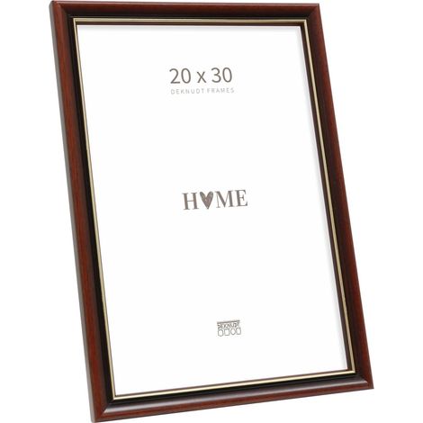 Cadre photo - bois - brun - bord doré - pour format photo 20x30cm - S407H2 - à poser ou à accrocher (1/5)