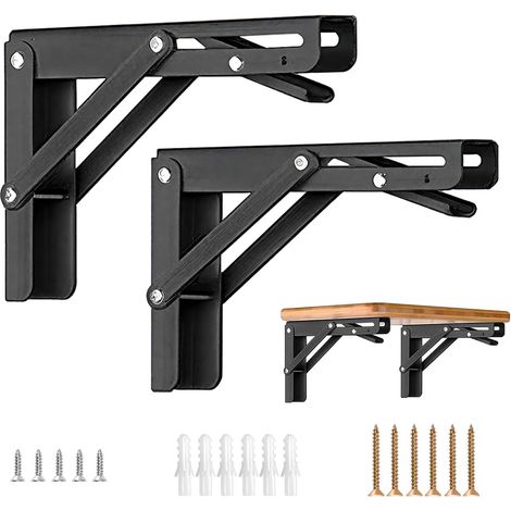 Lot de 2 consoles rabattables robustes HBL' pour table et étagère - 400 mm