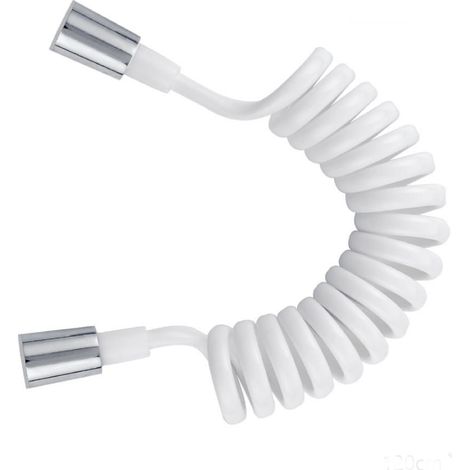 Duschschlauch elastisch, PVC, weiß 30-80 cm (1/4)