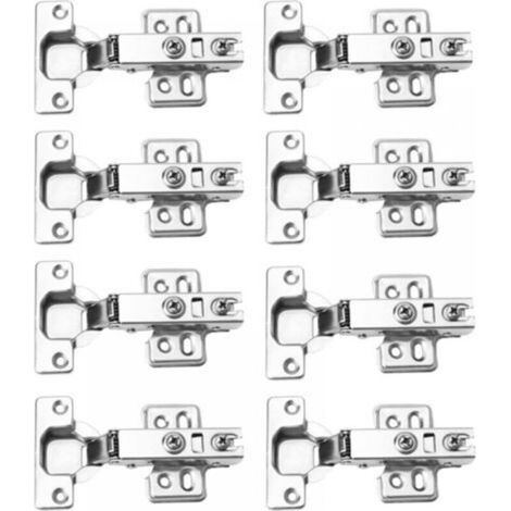 Set mit 8 Scharnieren für Küchen-, Schlafzimmer- und Esszimmerschränke – mit Soft-Close-Funktion – gebogene Türscharniere inklusive Schrauben