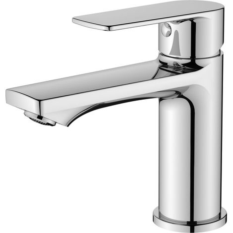 AICA Robinet de lavabo en zinc alliage, mitigeur monocommande avec bec hauteur 88 mm, robinet de salle de bain chromé (1/5)