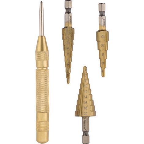 KIT PUNTERUOLO SCATTO CENTRAGGIO TRAPANO FRESE GRADINO SCALINO 3 12 4 20 MM 045H