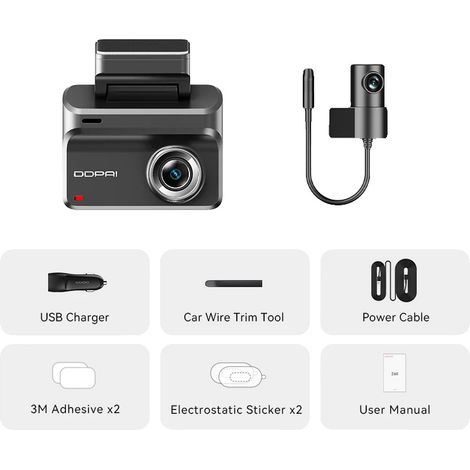 Dashcam, registrazione 4K, visione notturna, 2 canali, nessuna scheda SD (1/2)