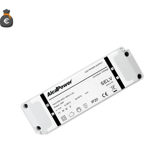 Alimentation à Découpage Alcapower 12V 30W 2.5A IP20 Éclairage LED Protection Surtensions et Courts-Circuits Boîtier Compact 133x42x30mm Haute Qualité