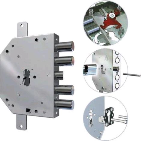 SERRATURA METALLO APPLICARE 2155 PEN BLOC/FL CR - F.SAGOM M2 TRIPL+SCR IP.MM 28 E.MM 60 DX - 1 pezzo