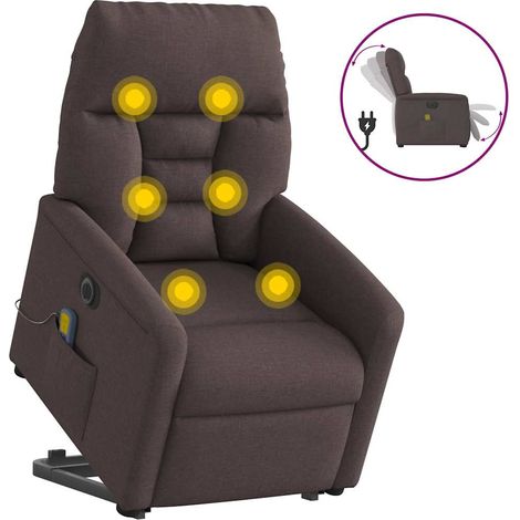 Elektrischer Massagesessel mit Aufstehhilfe Dunkelbraun Stoff