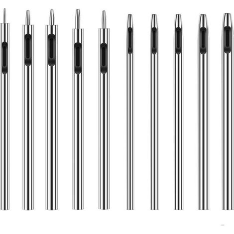 Perforateur Cuir, 10 Pièces Emporte Pièce à Frapper Pointeau,Acier Rond Set Poinçon Creux En Cuir (1/5)