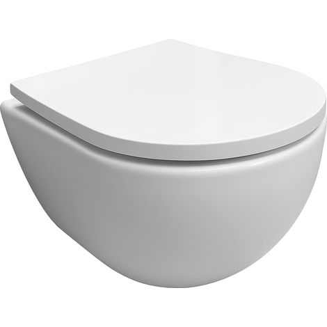 Inodoro suspendido SWISS blanco brillo 48 cm con asiento Soft-Close – azul bath (1/5)