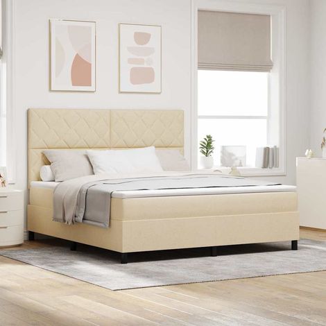 vidaXL Letto a molle con strisce LED Crema 180 x 200 cm Tessuto (1/5)
