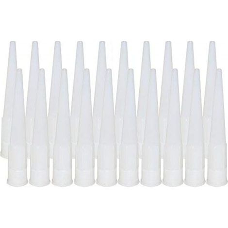Rallonge de pistolet à calfeutrer en plastique, outil de pointe de buse de calfeutrage pour pistolet à calfeutrer à saucisse, applicateur de buses de calfeutrage, facile à utiliser, blanc (20 (1/4)