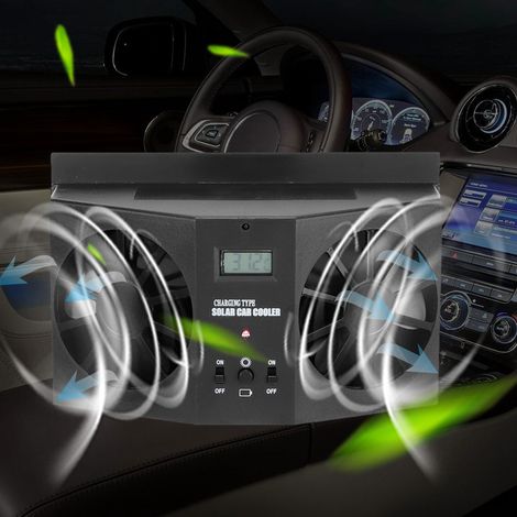Tragbarer Mini-Solar-Autolüfter, Luftkühler für die Autolüftung, schwarz, kabellos, sparsam und leise (1/5)