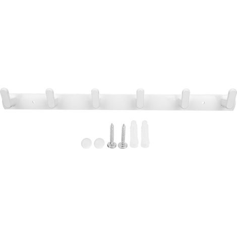 Leichte, wandmontierte Garderobe aus Aluminiumlegierung mit 6 Haken, weiß, für Schlafzimmer, Badezimmer, Flur (1/5)