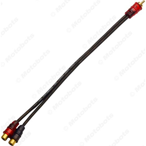 Car audio cable, car audio wire, RCA 1-to-2 audio cable, subwoofer cable, 1 male to 2 female connector (1/4)