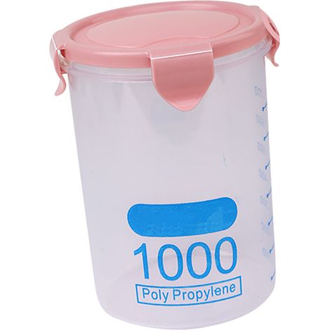 Boîte de conservation hermétique en plastique alimentaire pour céréales, en-cas, lait en poudre, réfrigérateur, rose (1/5)