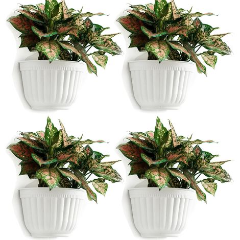 4 pcs Tenture Murale Jardinière Verticale Jardin Salon Fenêtre Murale Suspendue Plante Panier de Fleurs pour Herbes Balcon Main Courante Étagère Clôture Chambre Grille Décoration