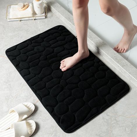 Tapis de bain antidérapant - Motif galets - Carrelage antidérapant - 40 x 60 cm, noir (1/5)