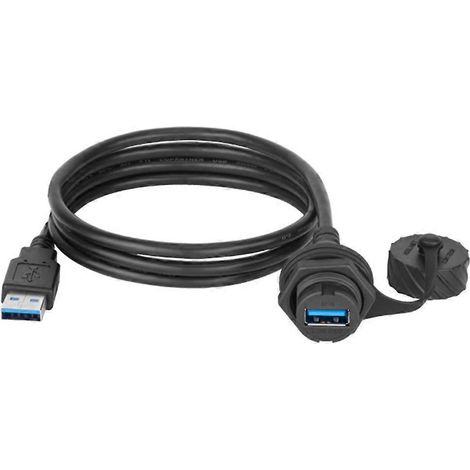 Câble d'extension USB 2.0/3.0 mâle-femelle étanche IP67 pour montage sur panneau - USB 3.0