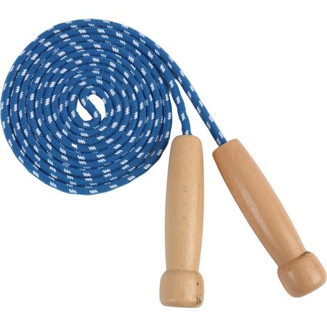 Children's Skipping Rope 260 cm, Blue, Wood, High Quality Cotton, Adjustable, Leisure and Learning (1/5)