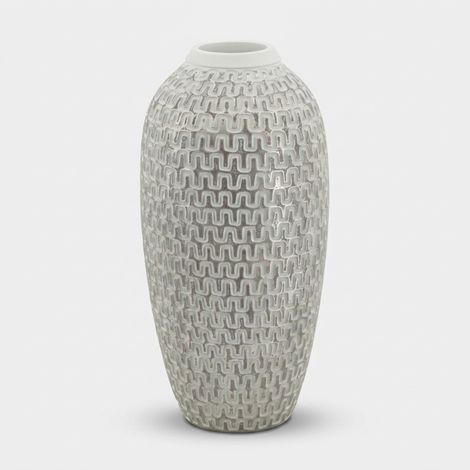 Vase mauro ferretti blanc 21 x 43 cm résine ondulé moderne