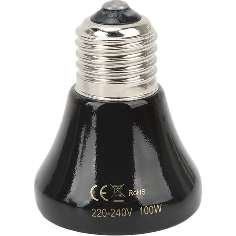 Mini Lampe Chauffante en Céramique pour Amphibiens à Chaleur Infrarouge Ampoule Chauffante pour Reptiles en Céramique pour Lézards Reptiles 220V-240V Reptile Supplies (100W Noir) (1/5)