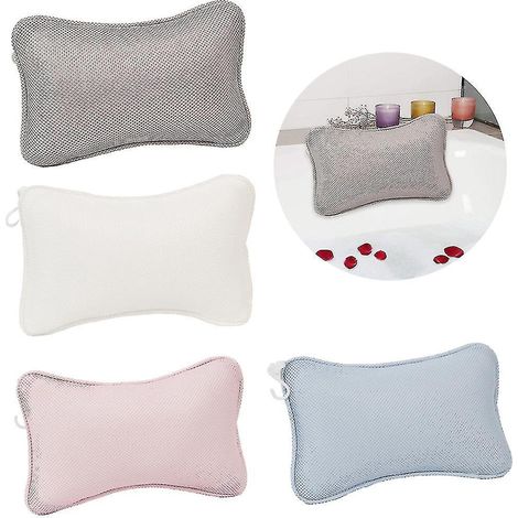 Oreiller de spa pour la nuque, oreiller de bain 3D en maille antidérapante, oreiller de spa blanc (1/3)