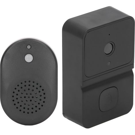 Sonnette vidéo intelligente noire avec surveillance à distance, interphone bidirectionnel et caméra Wi-Fi pour la maison (1/5)