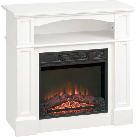 HOMCOM Camino Elettrico 1800W Effetto Fiamma Regolabile, Telecomando e Timer