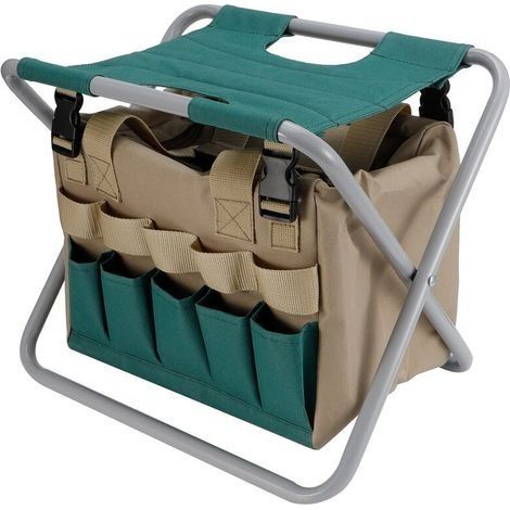 Chaise de tabouret de jardin pliante Portable multifonction avec sac à outils pour fournitures de Camping en plein air (1/5)
