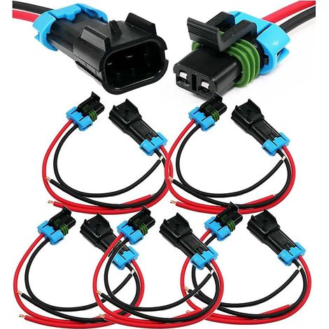 Lot de 5 connecteurs multifonctions Metri-Pack 2 broches 30 A, série 280 (câble mâle-femelle 12 GA) (1/5)