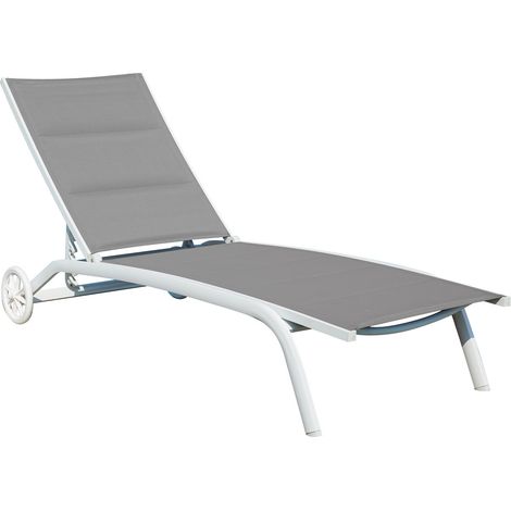 Lettino Prendisole per Giardini e Hotel in Alluminio Seduta Imbottita Lettino Relax per Esterni Color Grigio