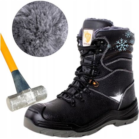 Hohe Herren-Arbeitsstiefel, Wintergefüttert, wasserdicht, knöchelhoch mit Zehenschutz