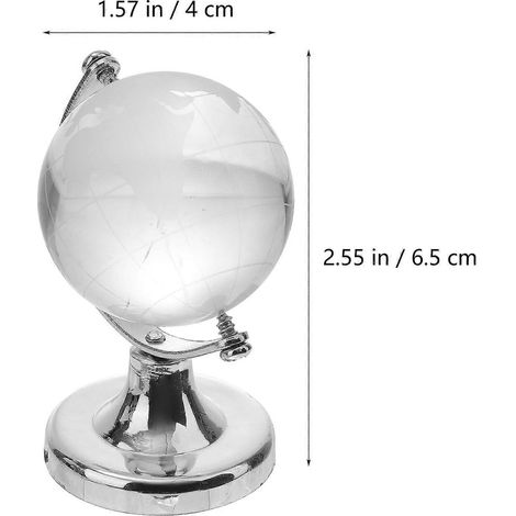 Globe terrestre décoratif en cristal avec support pour usage éducatif globe argenté (1/4)