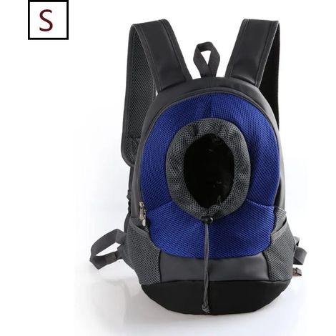 Mochila transportadora para perros, bolsa de malla ajustable para mascotas, mochilas para perros y gatos con la cabeza fuera, bolsa transportadora, azul, M/S