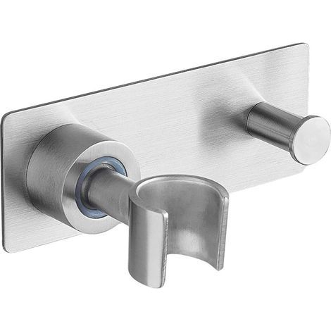 Duschkopfhalterung, Massiver Edelstahl matt geschliffen, Winkel Verstellbar Brausehalter Duschhalterung (instalación autoadhesiva + 1 gancho) (1/5)